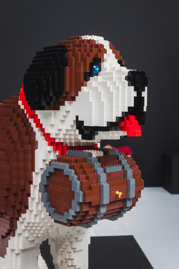 Lego dog on display at Quattrozampeinfiera in Milan, Italy